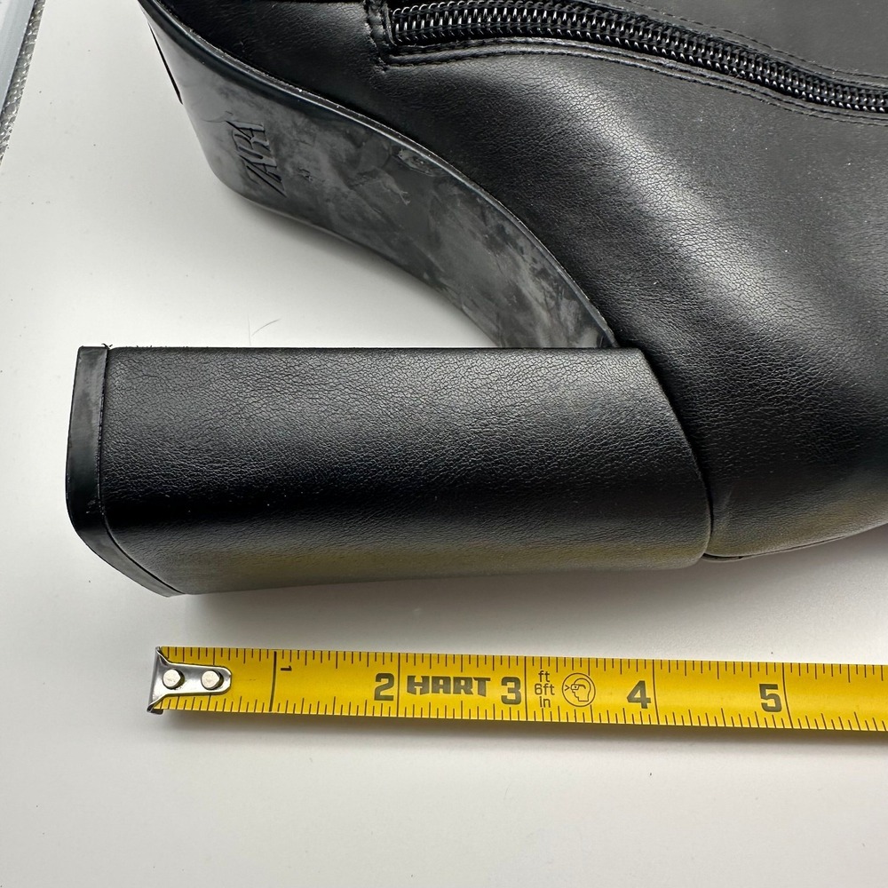 Zara Heeled Boots Womens Size 10 Black Pointed Toe Knee High 3011/210/800 NEW - Picture 4 of 8